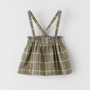 Zara Black/Neon Green Plaid Skirt